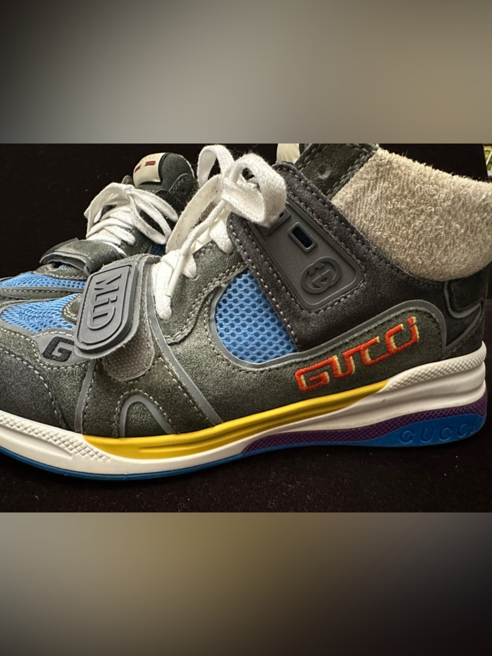 Gucci Ultrapace Mid Sneakers - Black/Grey/blue size 6 1/2 with COA and dustbag - Picture 4 of 14